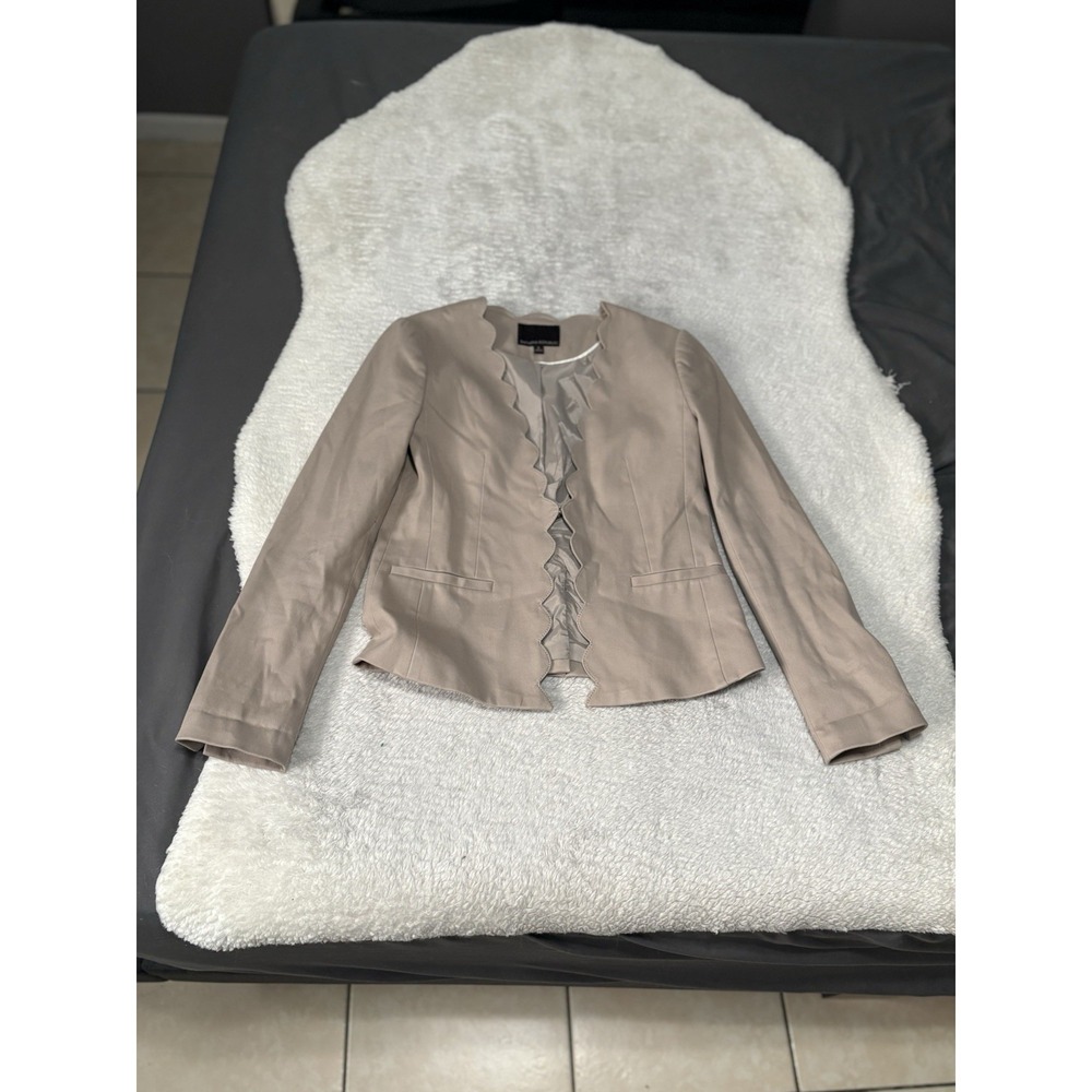 Banana Republic Womens Scallop Tan Sport Blazer Jacket Size 2 Cotton Hook